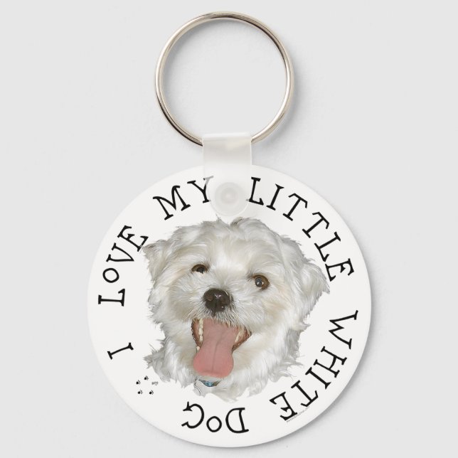 Llavero Amo Mi Maltés De Perro Blanco (Anverso)