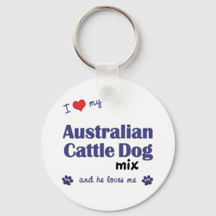 Llavero Amo mi mezcla australiana del perro del ganado (el