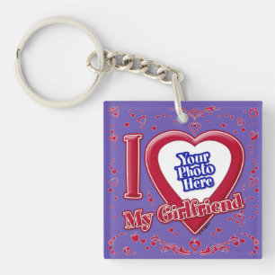 Llavero Amo Mi Novia Foto Corazón Rojo Púrpura