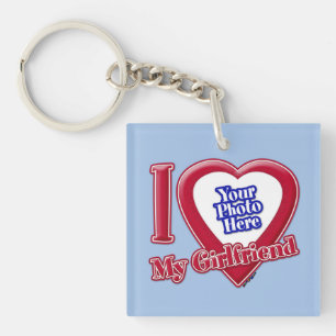 Llavero Amo Mi Novia Foto Red Heart Baby Blue