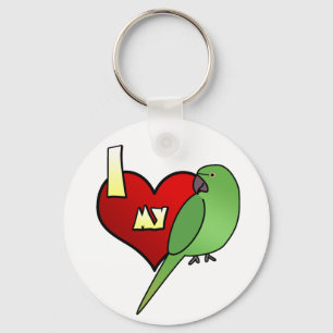 Llavero Amo mi Parakeet africano de Ringneck