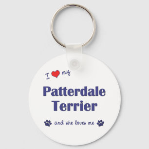 Llavero Amo mi Patterdale Terrier (el perro femenino)