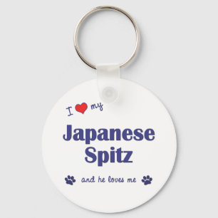 Llavero Amo mi perro de Pomerania japonés (el perro