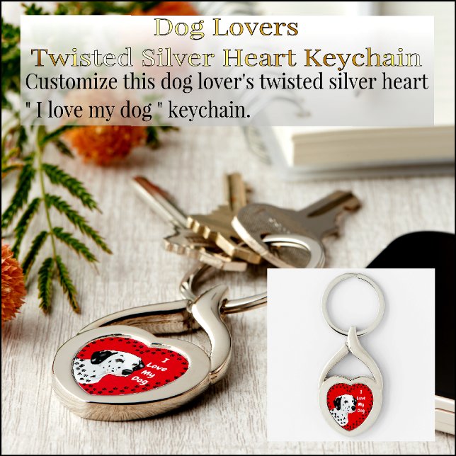 Llavero Amo Mi Perro Plata Twisted Heart Keychain (Subido por el creador)