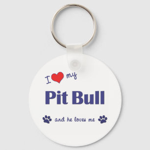 Llavero Amo mi pitbull (el perro masculino)