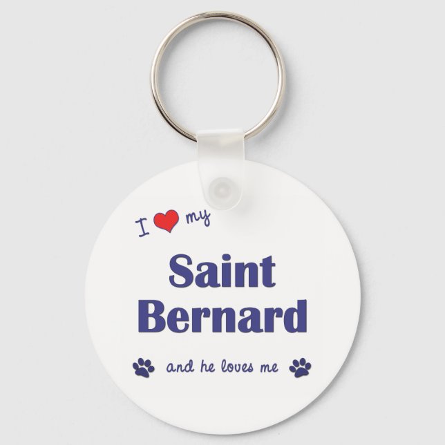 Llavero Amo Mi San Bernardo (Perro Masculino) (Anverso)