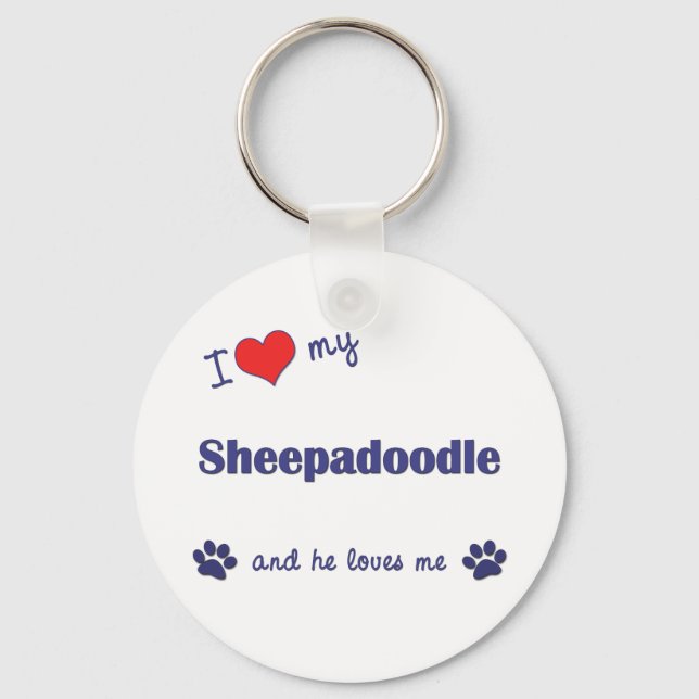 Llavero Amo Mi Sheepadoodle (Perro Masculino) (Anverso)