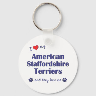 Llavero Amo mi Staffordshires americano (los perros