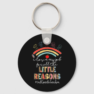 Llavero Amo mi trabajo profesora de segundo grado Rainbow