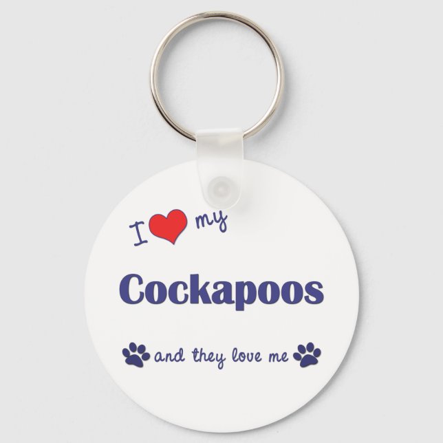 Llavero Amo Mis Cockapoos (Múltiples Perros) (Anverso)