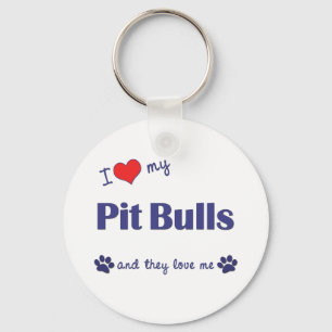 Llavero Amo mis pitbulls (los perros múltiples)