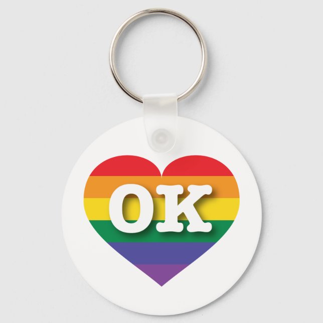 Llavero Amo Oklahoma Orgullo Gay Corazón Arcoiris (Anverso)