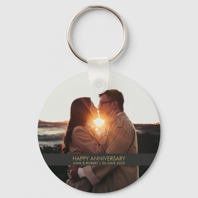 Llavero Amo por la foto del aniversario moderno (Anverso)