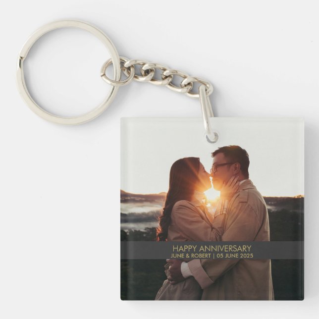 Llavero Amo por la foto del aniversario moderno (Frente)