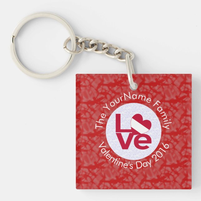 Llavero Amo rojo del corazón de la bandera austriaca (Frente)
