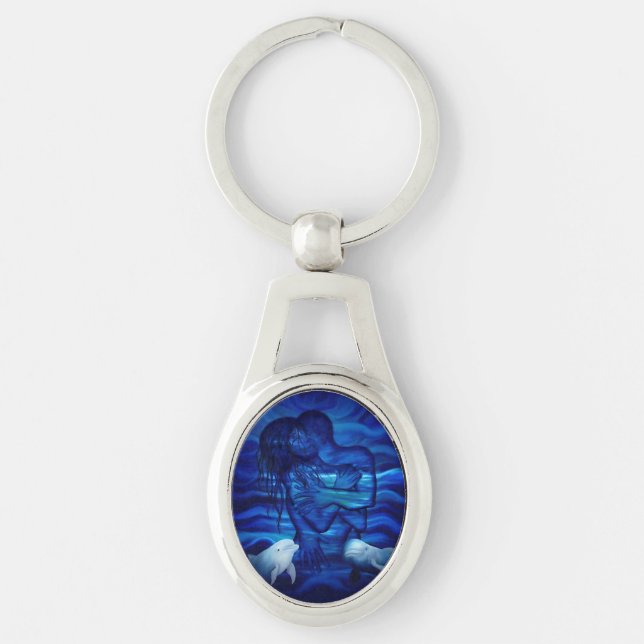 Llavero Amor, acto de pasión - pareja con delfín (Anverso)