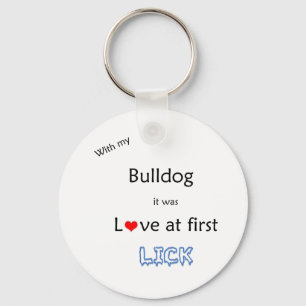 Llavero Amor al bulldog en la primera cadena Lick