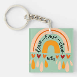 LLAVERO AMOR AMOR AMOR RETRO BOHO RAINBOW HEARTS