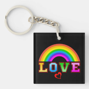Llavero Amor Arcoiris Colorido Corazón Rojo