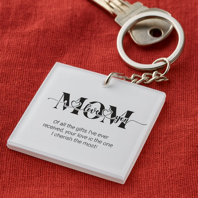 Llavero Amor blanco y negro que imprime (Black and White Love You Print Keychain)