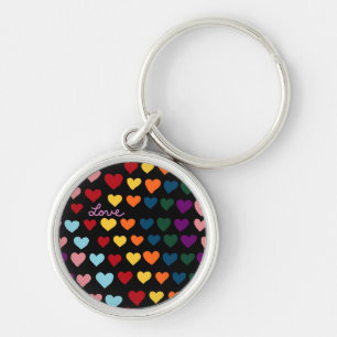 Llavero Amor con arcoíris de corazones