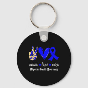 Llavero Amor Cure Alopecia Areata Cinta Azul Conciencia