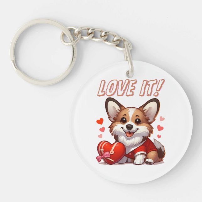 Llavero Amor de Corgi Adorable (Frente)