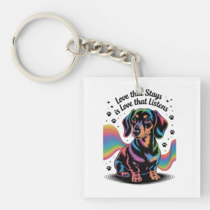 Llavero Amor de Dachshund que permanece es amor que escuch