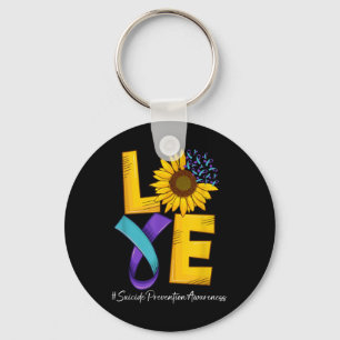 Llavero Amor de girasol cinta teal y morada suicidio Pr