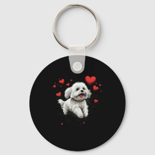 Llavero Amor De Perro Maltés Corazón Para Día De San Valen