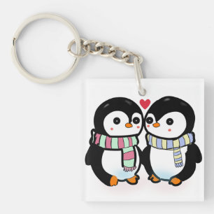 Llavero Amor de pingüino de invierno personalizado