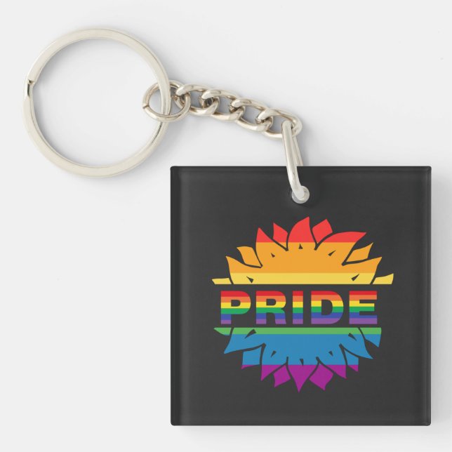 Llavero Amor del orgullo LGBT+. Flor de arcoíris Imán de b (Frente)