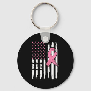 Llavero Amor Esperanza Fe Bandera Estadounidense _ Cáncer