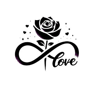 Llavero Amor Infinito Rosa Negra - Amor Romántico Eterno D