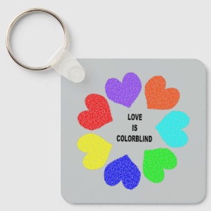 Llavero Amor interracial Corazón arcoiris Personalizado