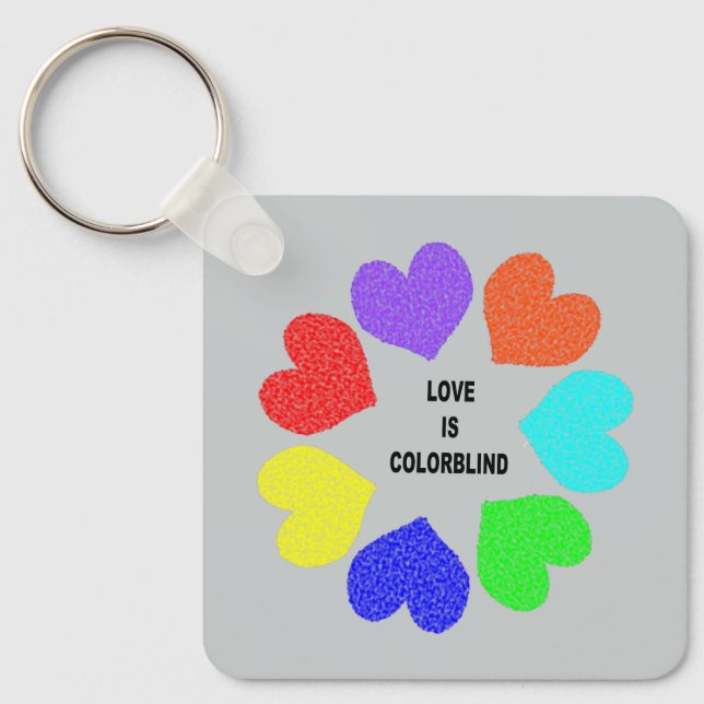 Llavero Amor interracial Corazón arcoiris Personalizado (Anverso)