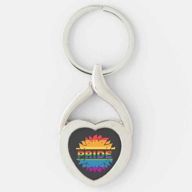 Llavero Amor LGBT+Orgullo de flor arco iris Keychain (Anverso)