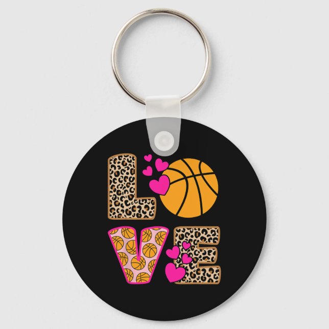 Llavero Amor lindo Baloncesto Leopardo Mujeres Chicas Bas (Anverso)