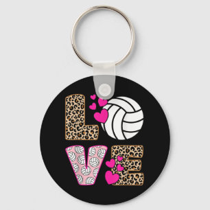 Llavero Amor lindo Voleibol Leopardo Mujeres impresas Vo