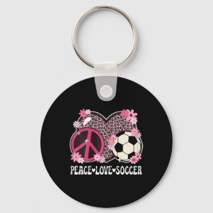 Llavero Amor Paz Fútbol Amante Estampado Leopardo Mujer Ch