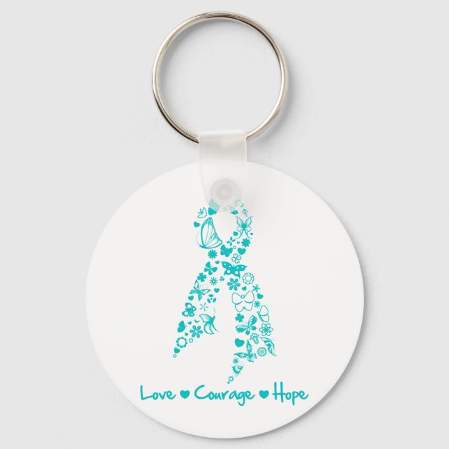 Llavero Amor Valor Esperanza Mariposa - Cáncer de ovario (Anverso)