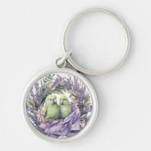 Llavero Amor Verde Aves Whimsical Morado Wreath Watercolor