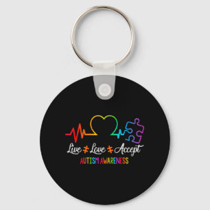 Llavero Amor Vivo Acepta Autismo Conciencia Tejido Rompeca