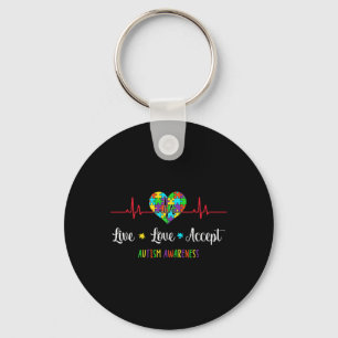 Llavero Amor Vivo Aceptar Autismo Conciencia Heartbeat Azu