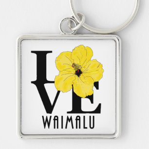 Llavero AMOR Waimalu Hawai Amarillo Hibiscus
