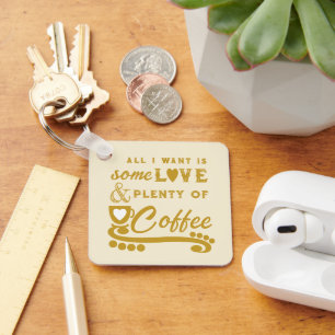 Llavero Amor y café añaden iniciales oro