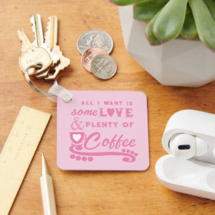 Llavero Amor y café añaden iniciales rosadas