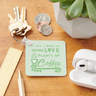 Llavero Amor y café añaden iniciales verde