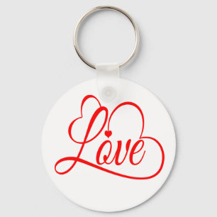 Llavero Amor y Corazones Rojo y Blanco