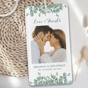 Llavero Amor y gracias Eucalyptus Greenery Photo Boda